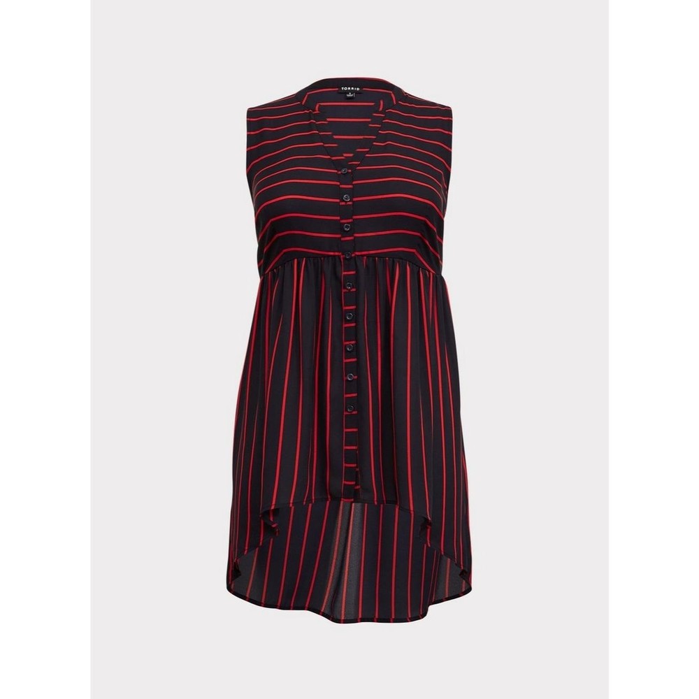 Torrid Lexie Georgette Tunic Tank Navy and Red 2X